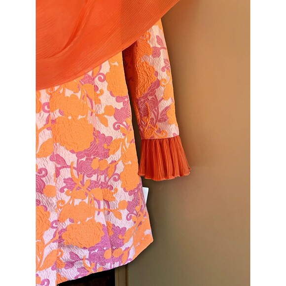 NWT ASOS LUXE Floral Jacquard Plunge Blazer Dress Chiffon Sash Cuffs Sz 8 - Picture 3 of 16